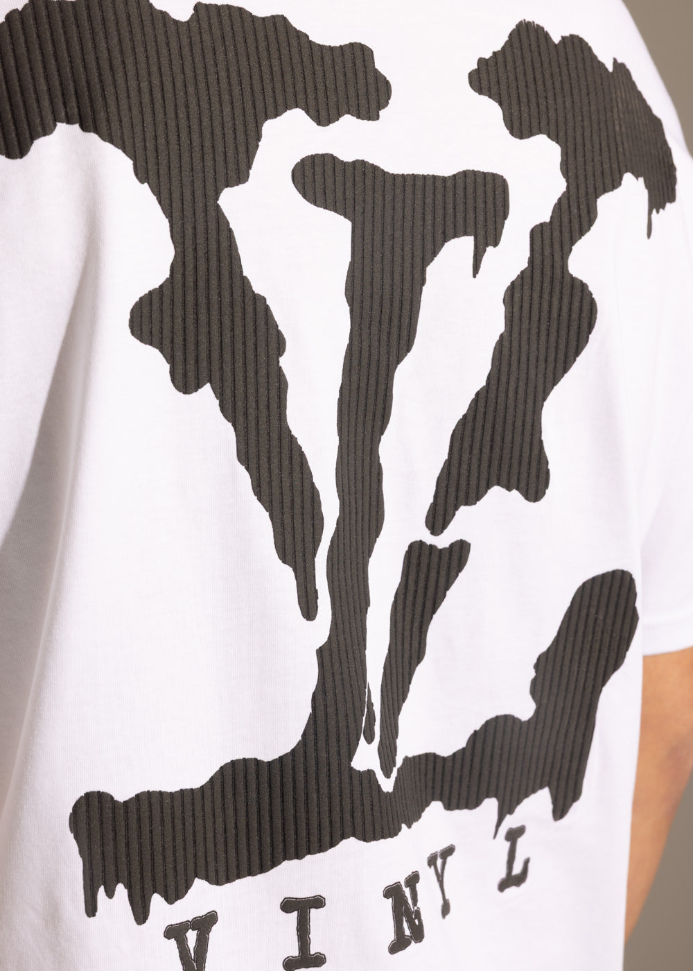 Vinyl μπλουζα με τυπωμα λευκη cotton oversized - T-shirt with elevated back print