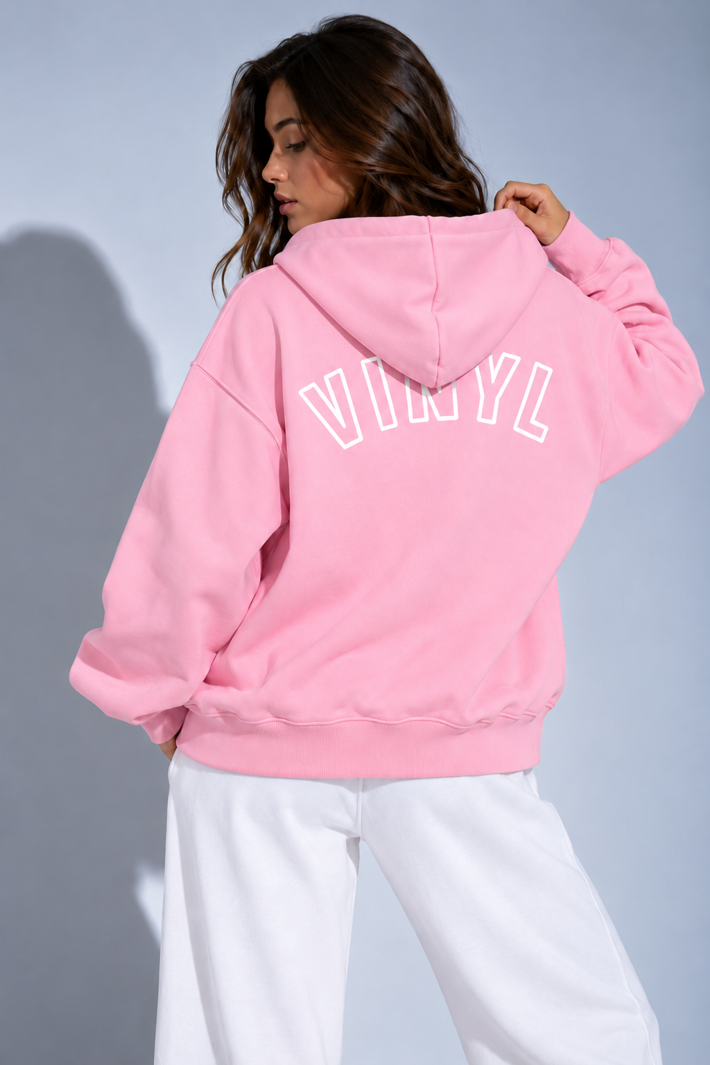 Graphic zipped hoodie pink woman