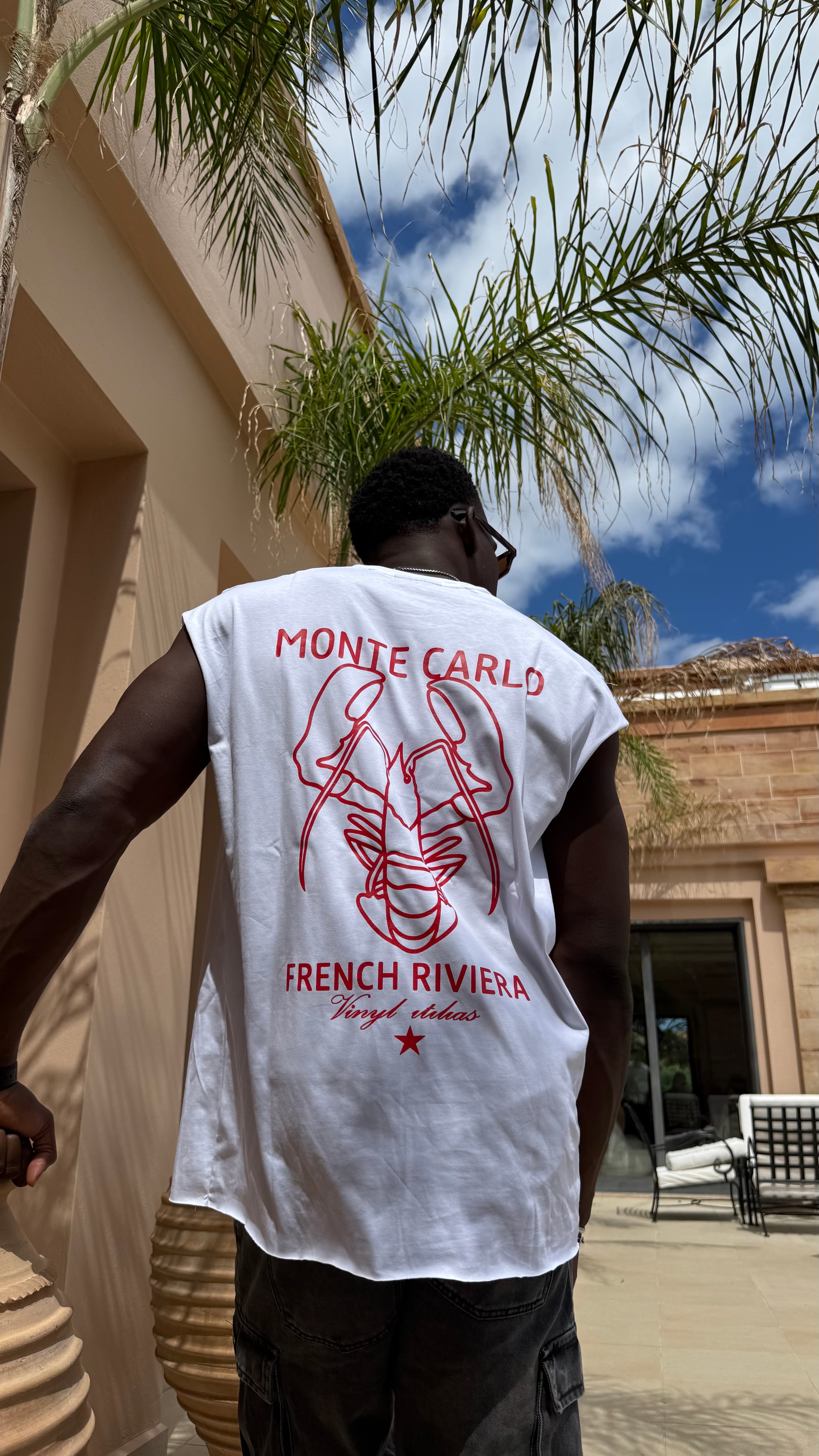 Vinyl sleeveless tee with logo white cotton oversized - vinyl sleeveless tee monte carlo