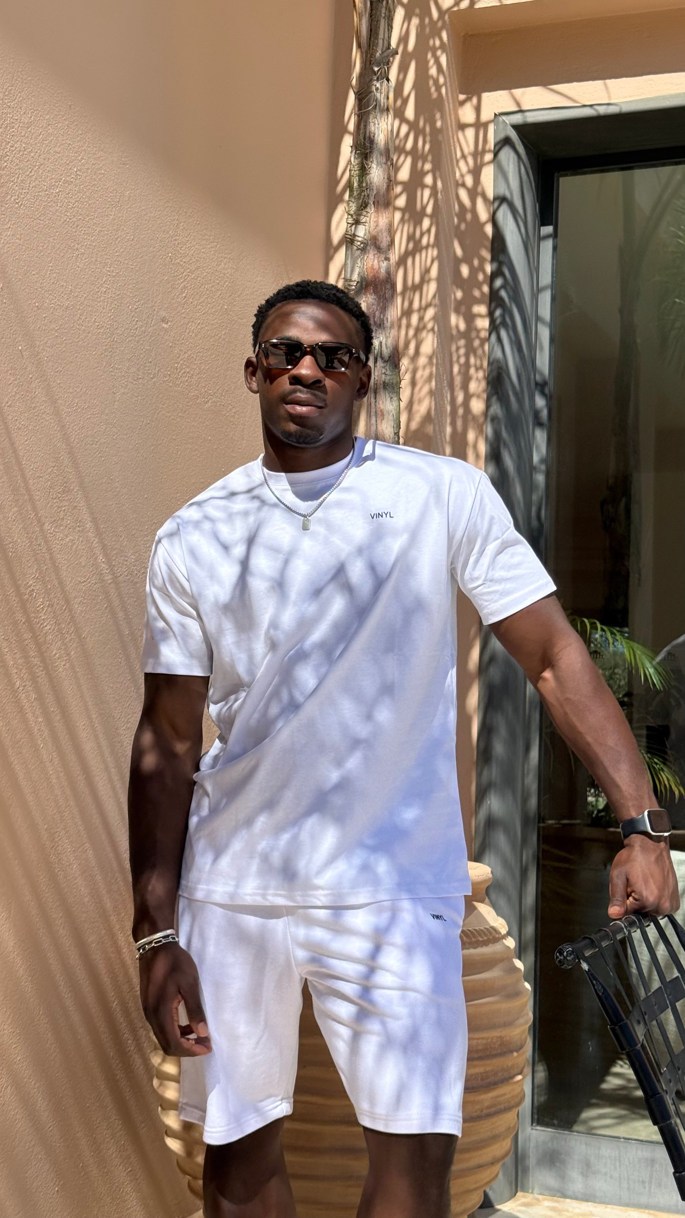 Vinyl T-shirt with white print cotton regular fit - golden aura t-shirt - limited edition