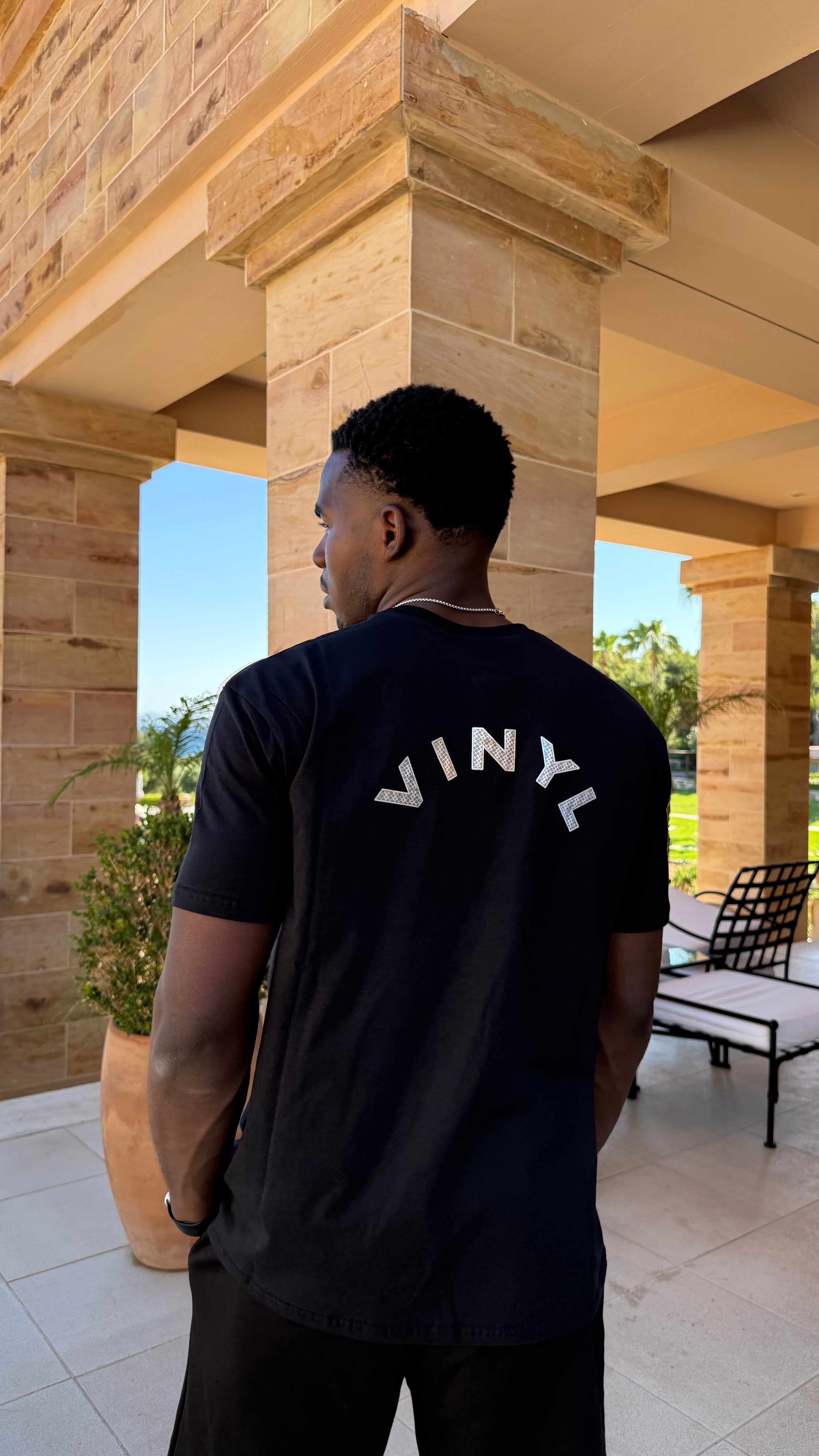 Vinyl T-shirt with white print cotton regular fit - golden aura t-shirt - limited edition