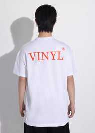 Vinyl μπλουζα με τυπωμα λευκη cotton oversized - authentically you t-shirt