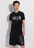 Vinyl μπλουζα με τυπωμα μαυρη cotton regular fit - dark echo t-shirt