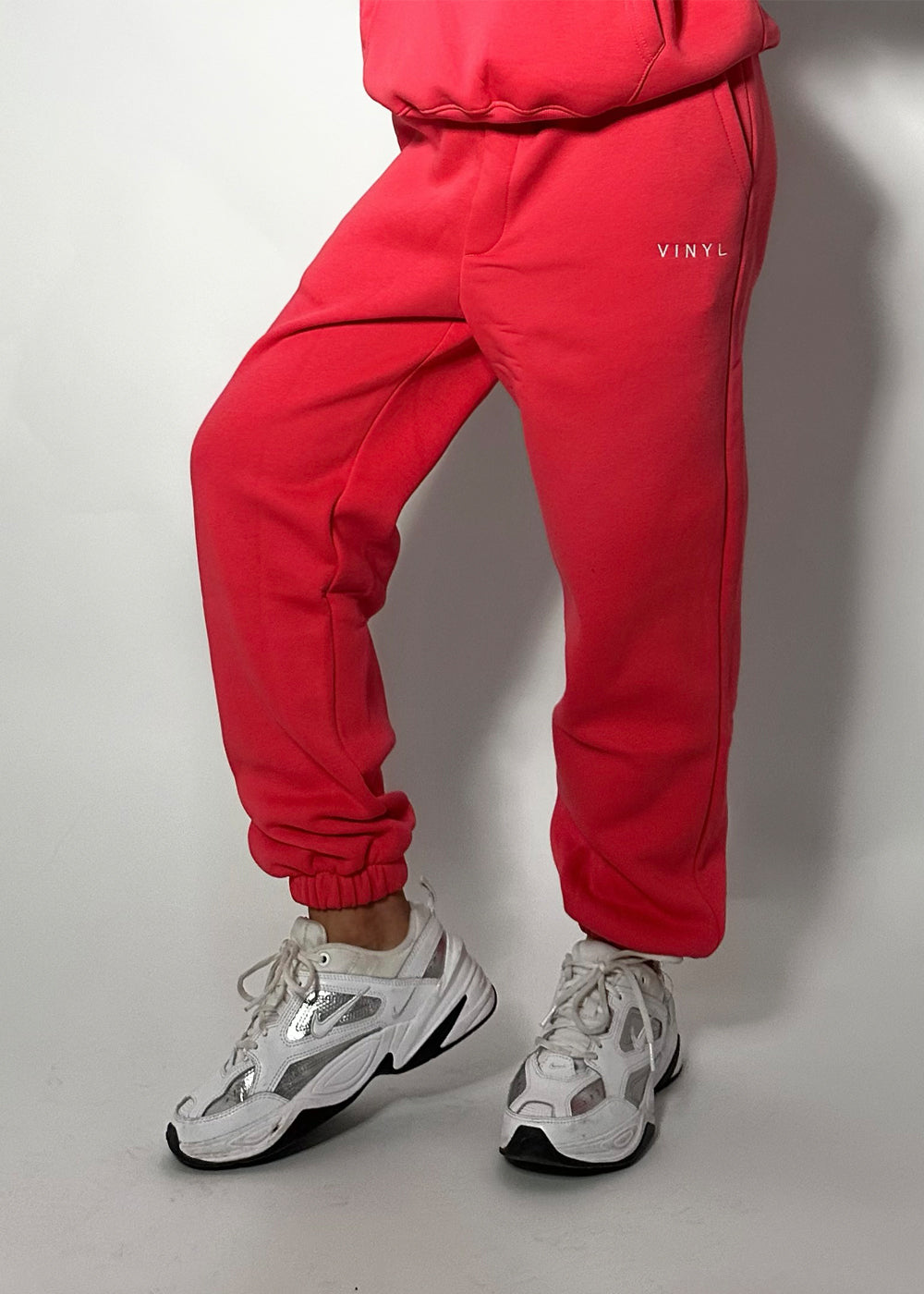 Vinyl φορμα ροζ με κεντημα cotton regular fit - needlecraft logo pants γυναικεια