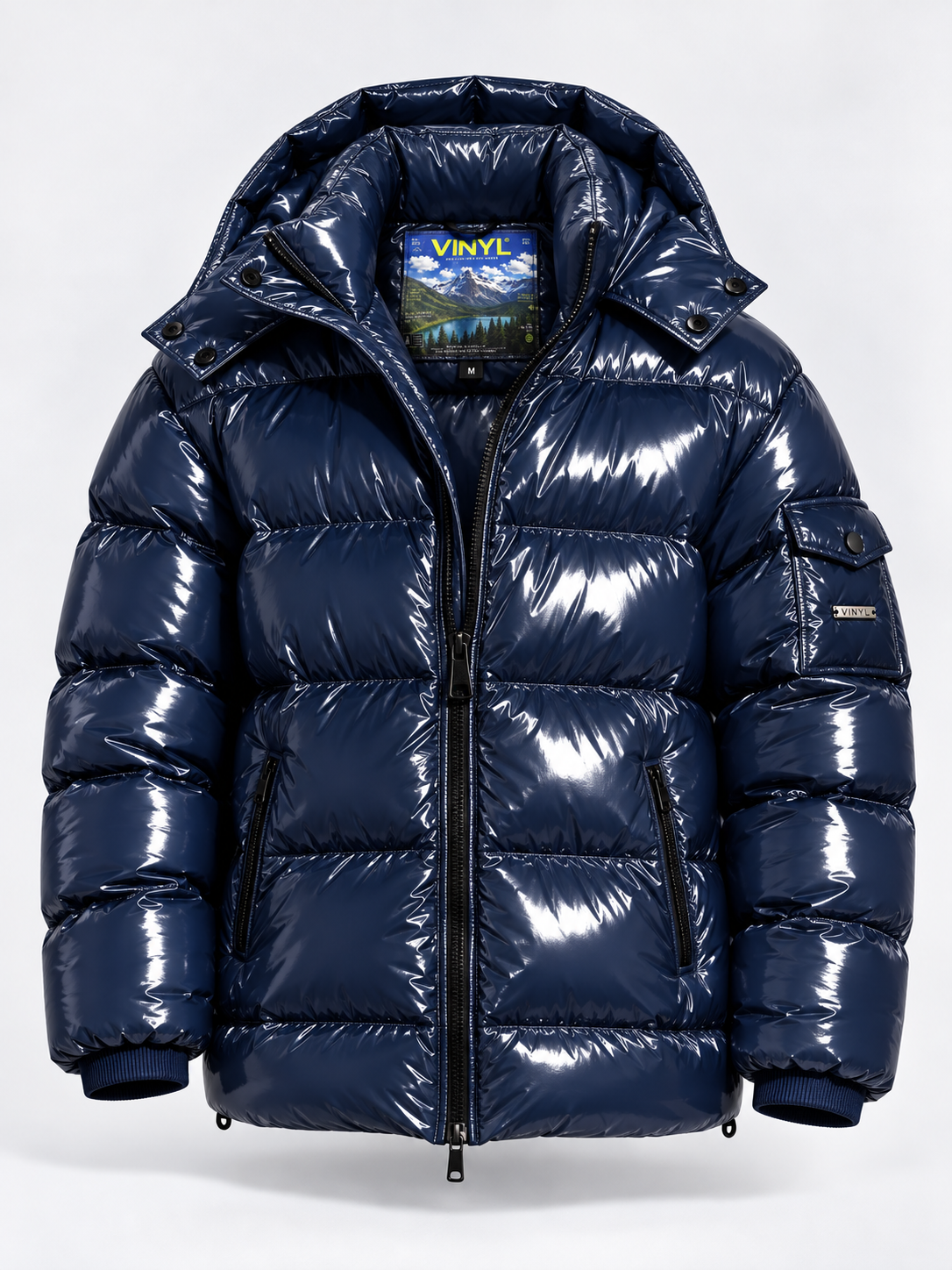 Glossy puffer jacket blue