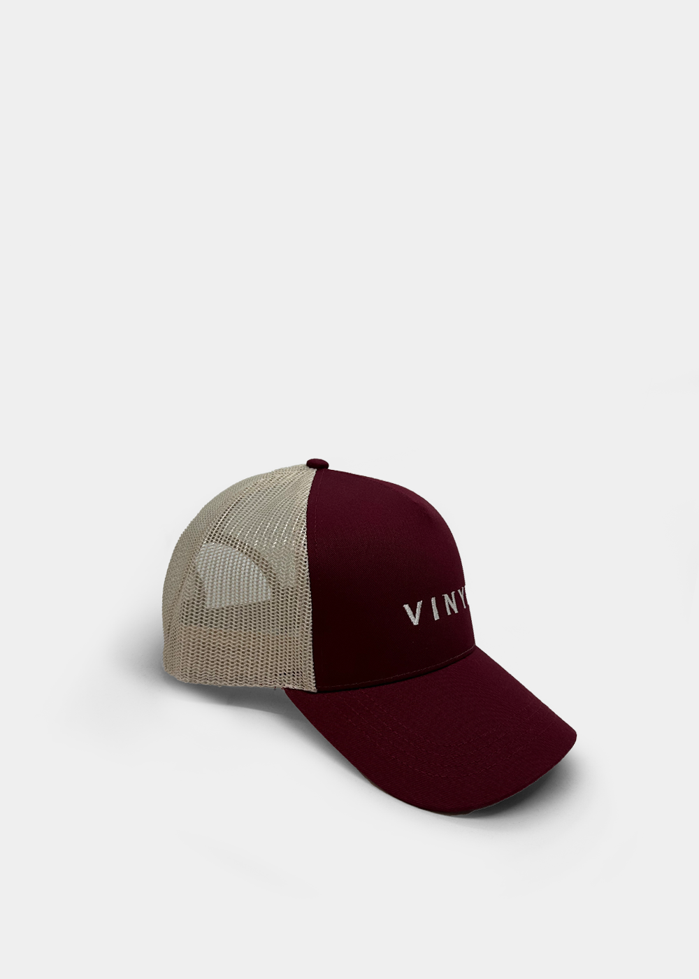 Vinyl καπελο μπορντο-μπεζ με κεντημα - crafted logo baseball cap