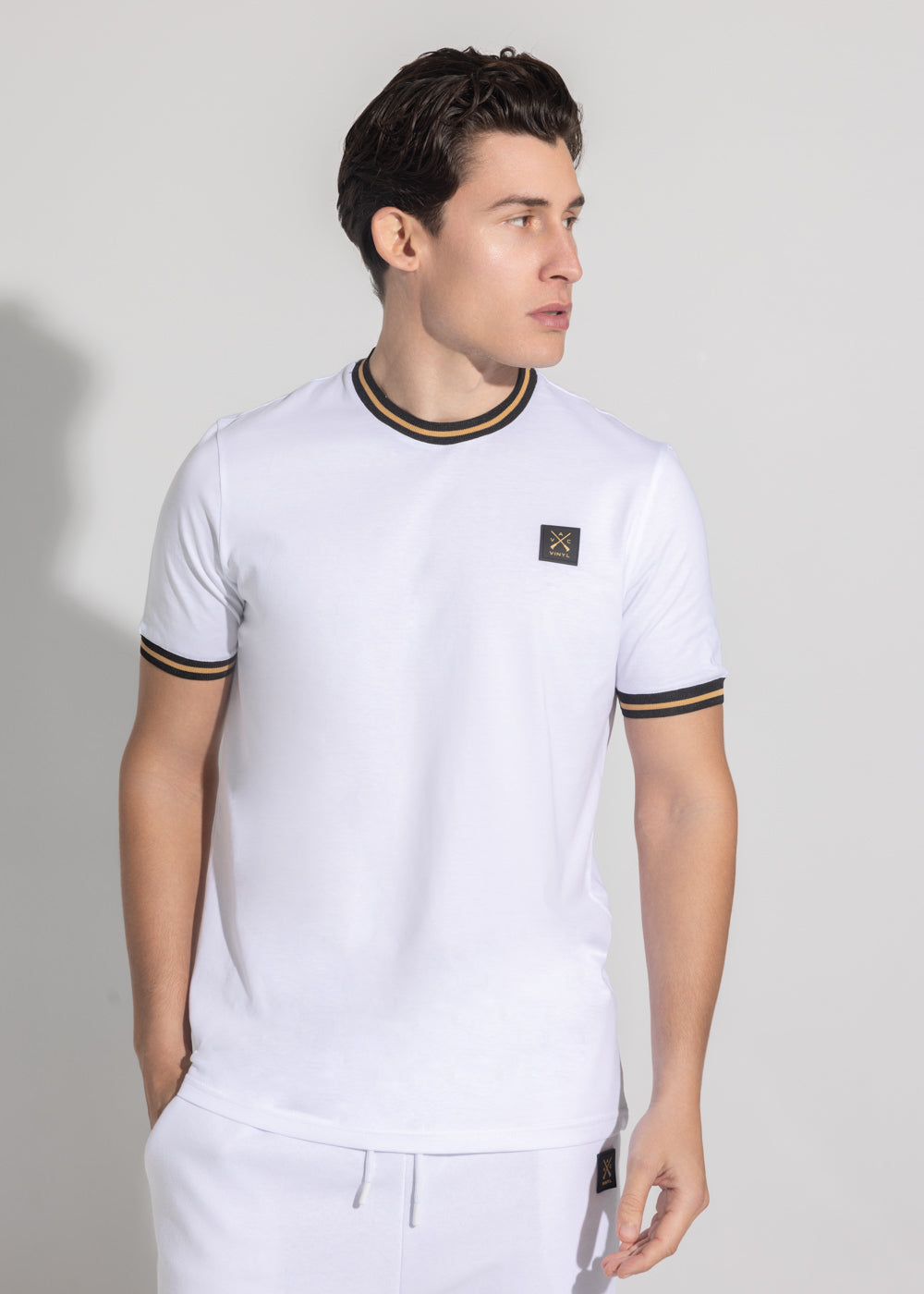 Vinyl μπλουζα με λαστιχο λευκη cotton regular fit - striped ends tee