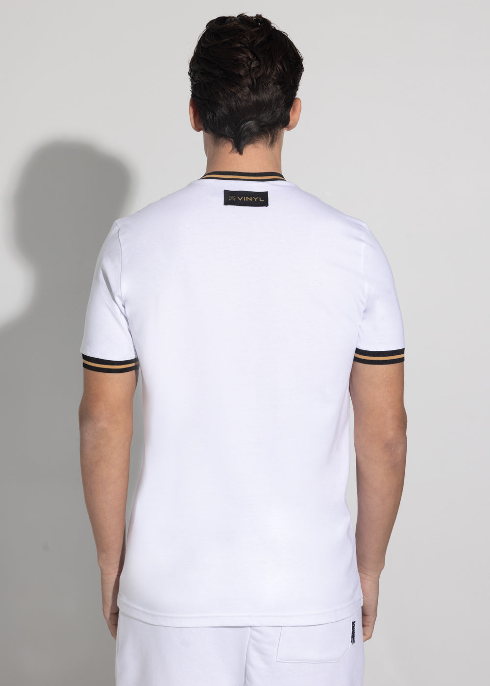 Vinyl μπλουζα με λαστιχο λευκη cotton regular fit - striped ends tee