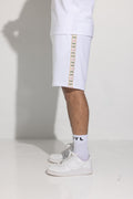 Vinyl  βερμουδα με τρεσα λευκη cotton regular fit - leafs tape shorts
