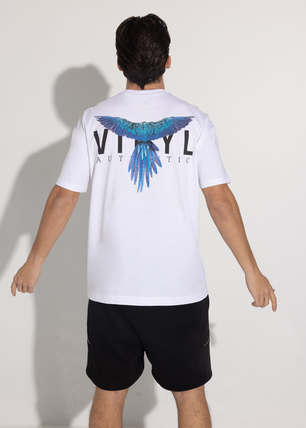 Vinyl μπλουζα με τυπωμα λευκη cotton oversized - Meant to fly tee