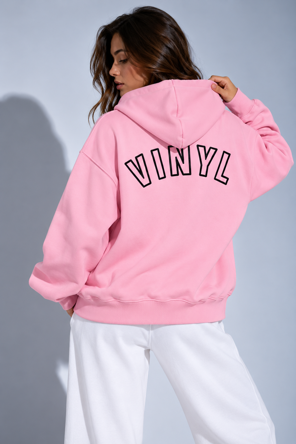 Graphic zipped hoodie pink woman