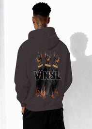 Vinyl φουτερ γκρι με τυπωμα cotton oversized - dogs gang hoodie