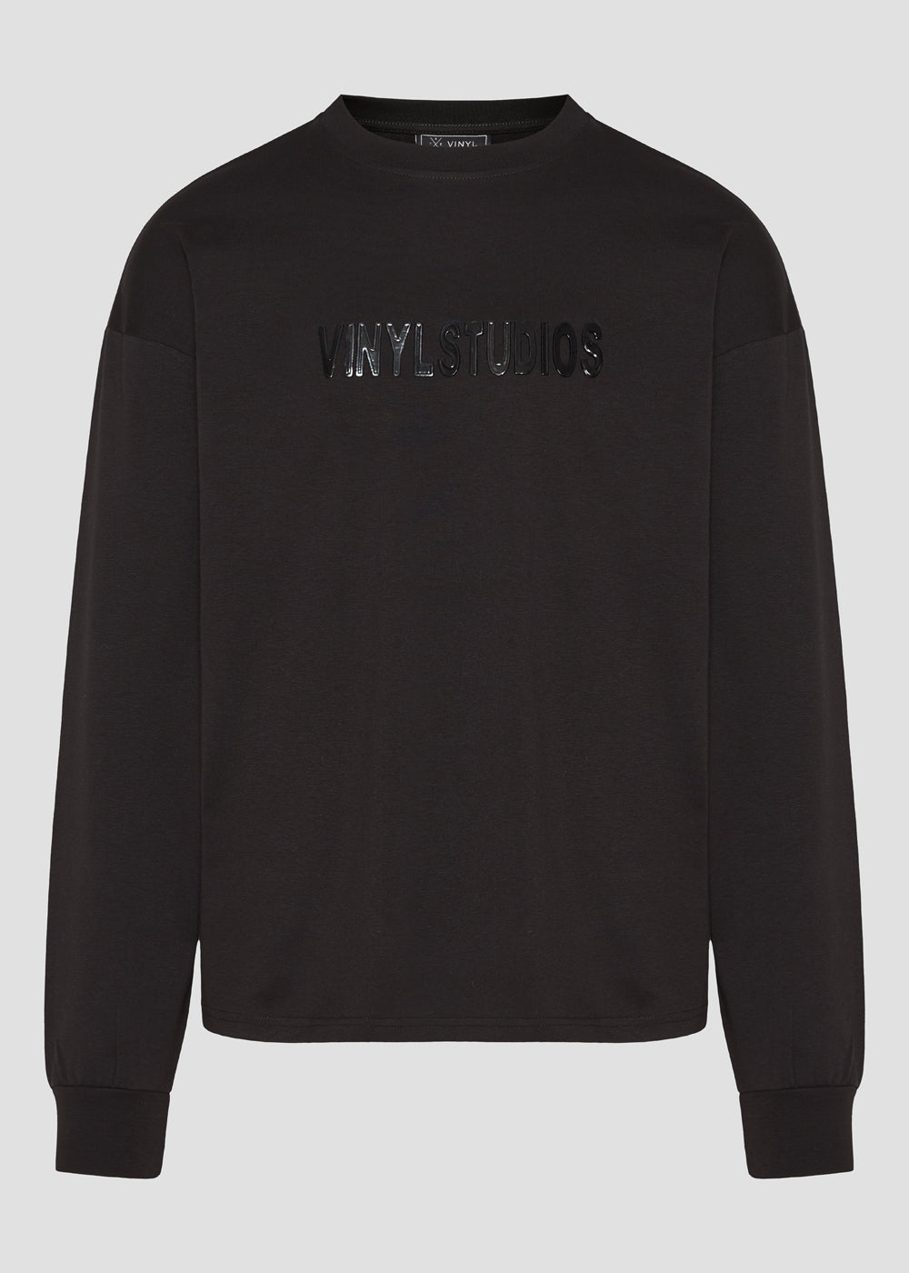 Vinyl μπλουζα μαυρη με τυπωμα cotton overzised - lounge luxe tee