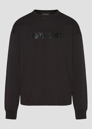Vinyl μπλουζα μαυρη με τυπωμα cotton overzised - lounge luxe tee