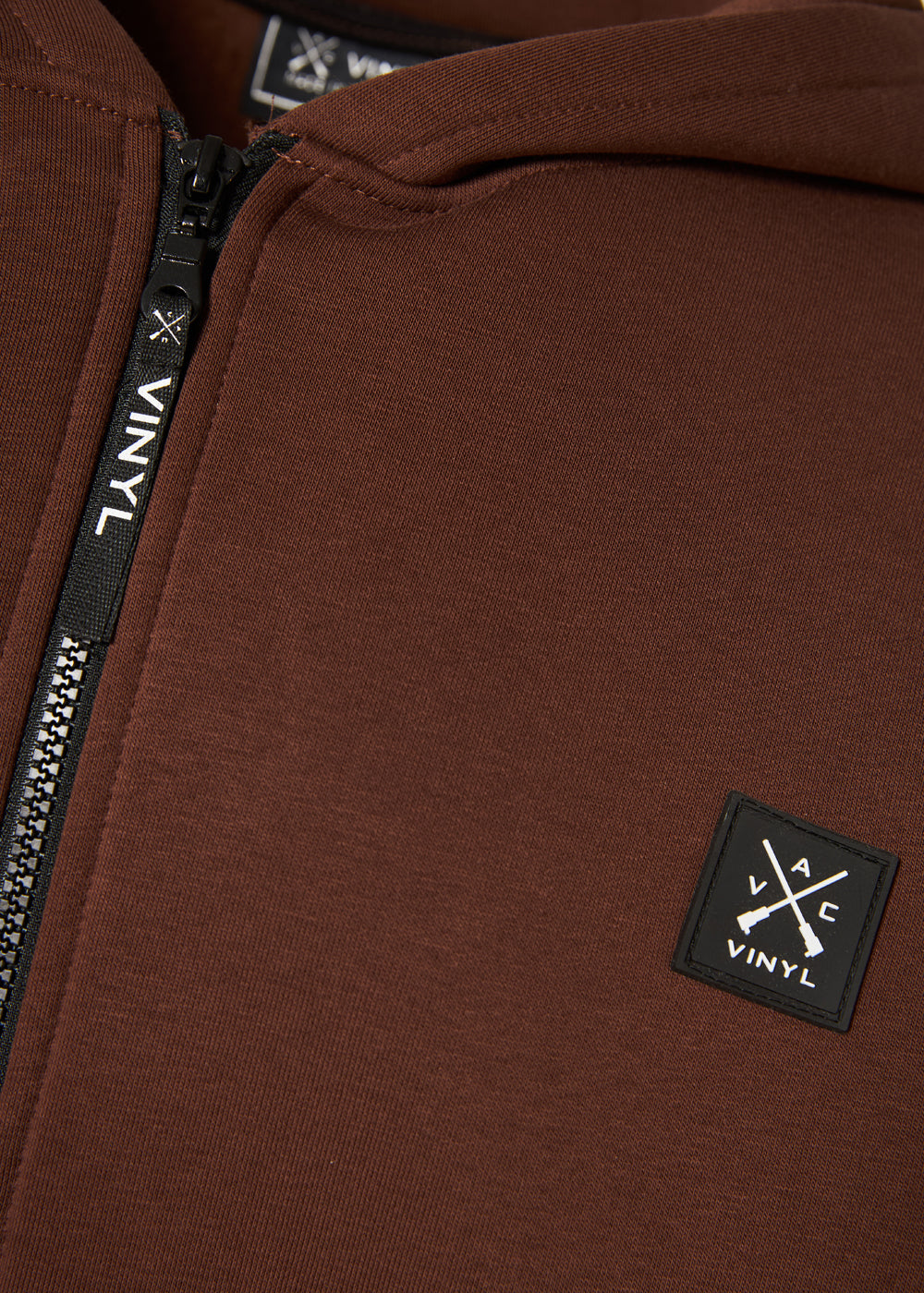 Vinyl ζακετα καφε με ριπ τελειωμα cotton oversized - off duty zip hoodie