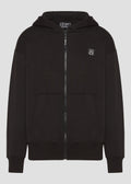 Vinyl ζακετα μαυρη με ριπ τελειωμα cotton oversized - off duty zip hoodie
