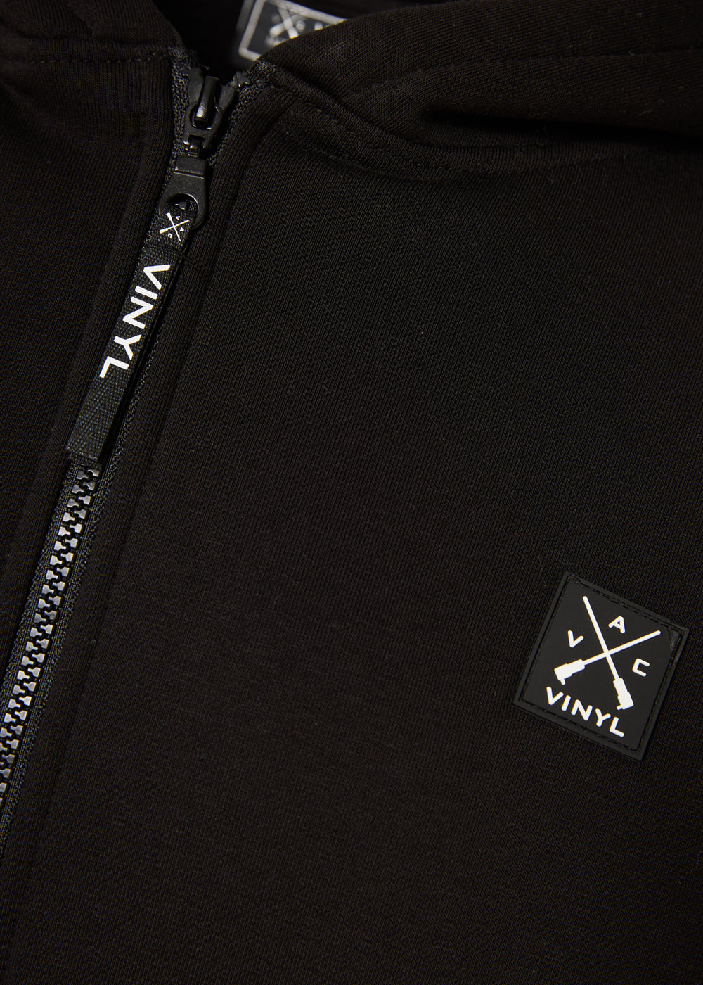 Vinyl ζακετα μαυρη με ριπ τελειωμα cotton oversized - off duty zip hoodie
