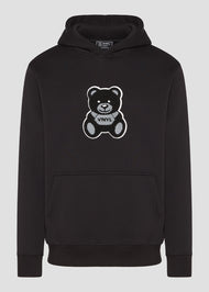 Vinyl φουτερ μαυρο με patch cotton regular fit - puff teddy hoodie