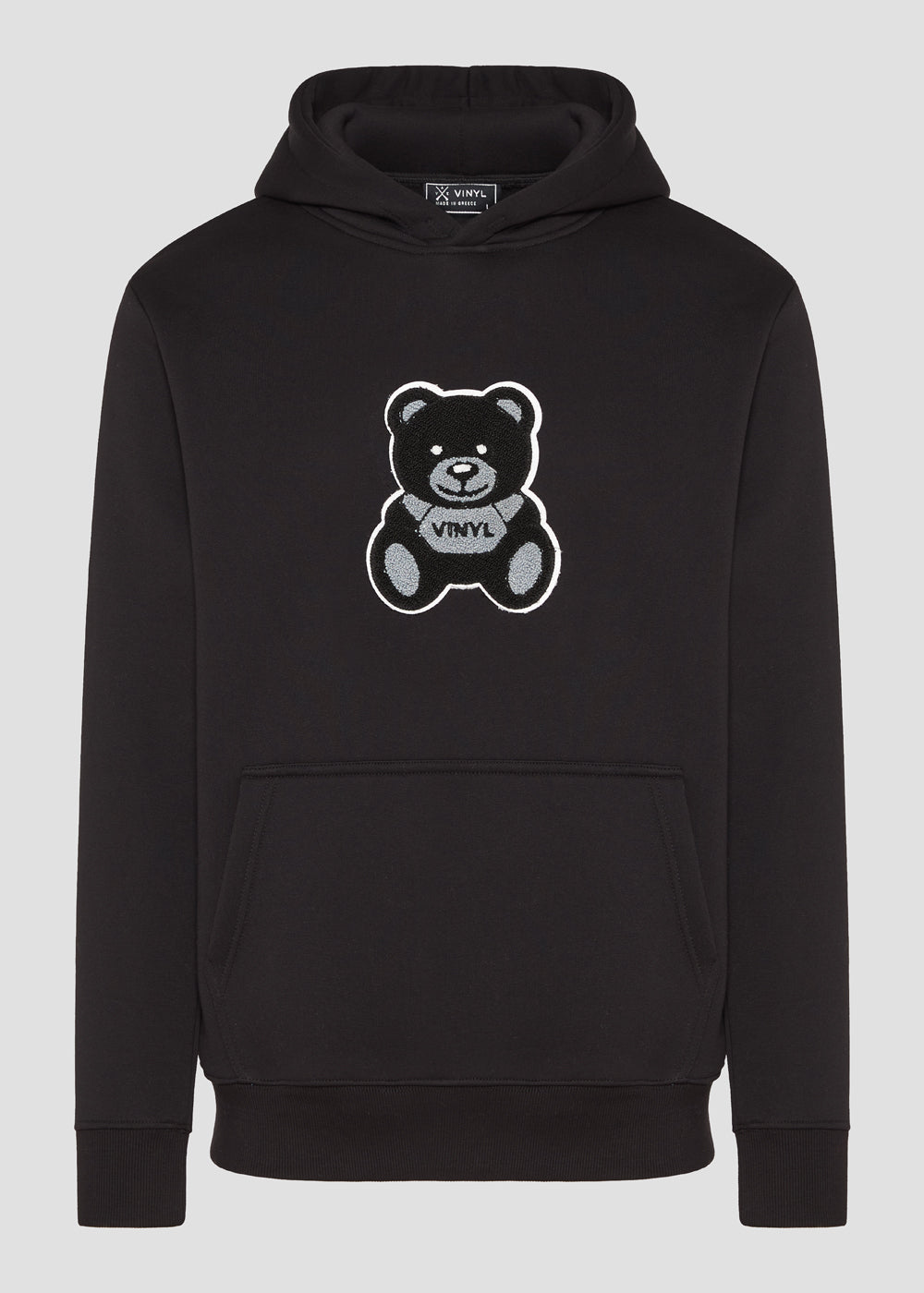 Vinyl σετ μαυρο με fluffy patch αρκουδακι - puff teddy set