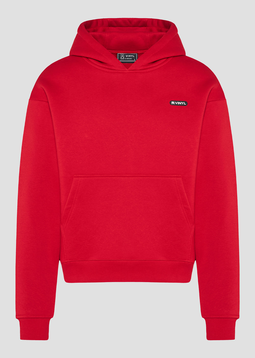 Vinyl φουτερ κοκκινο  cotton oversized - emblem hoodie