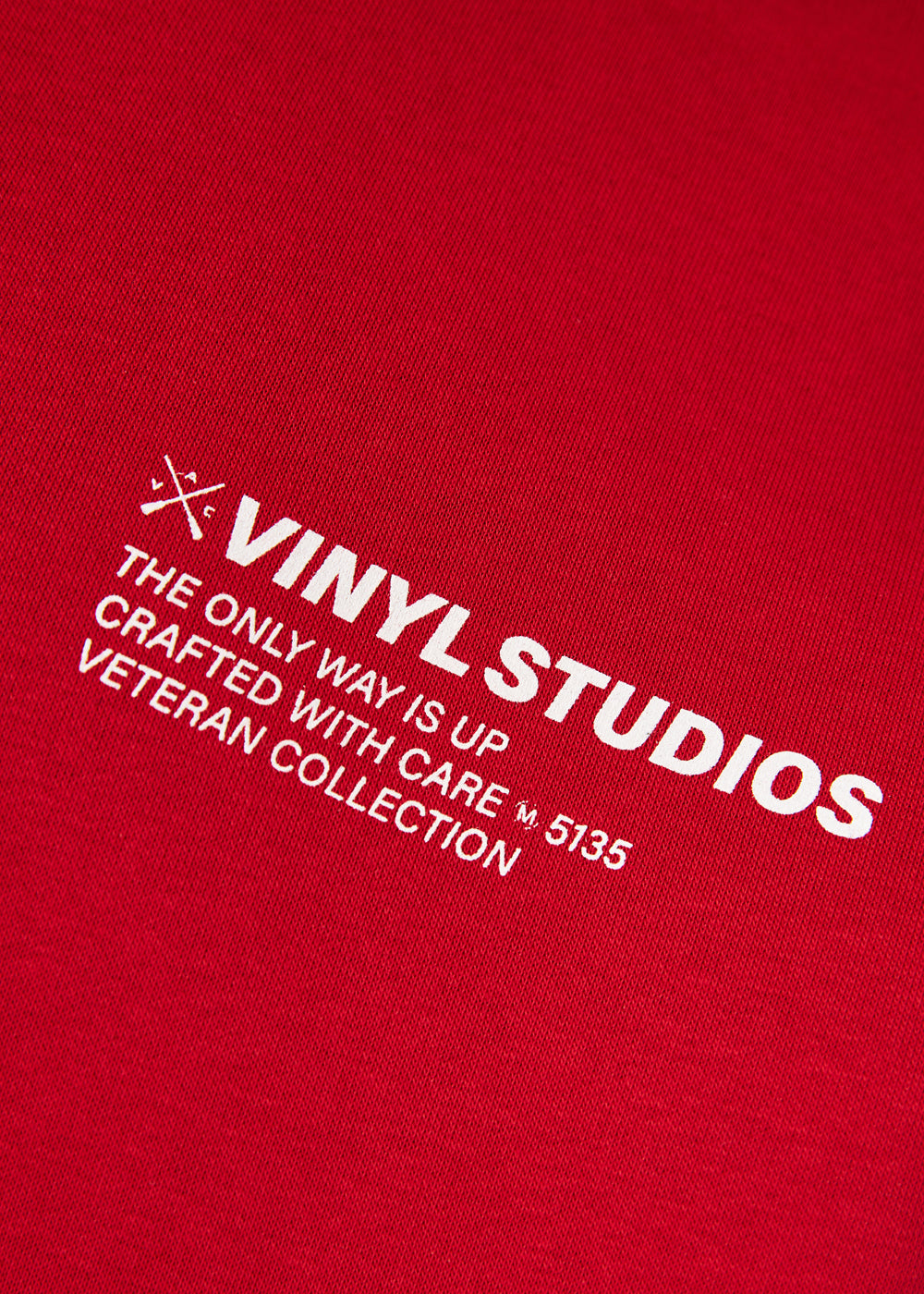 Vinyl φουτερ κοκκινο με τυπωμα cotton oversized - studios v legacy hoodie