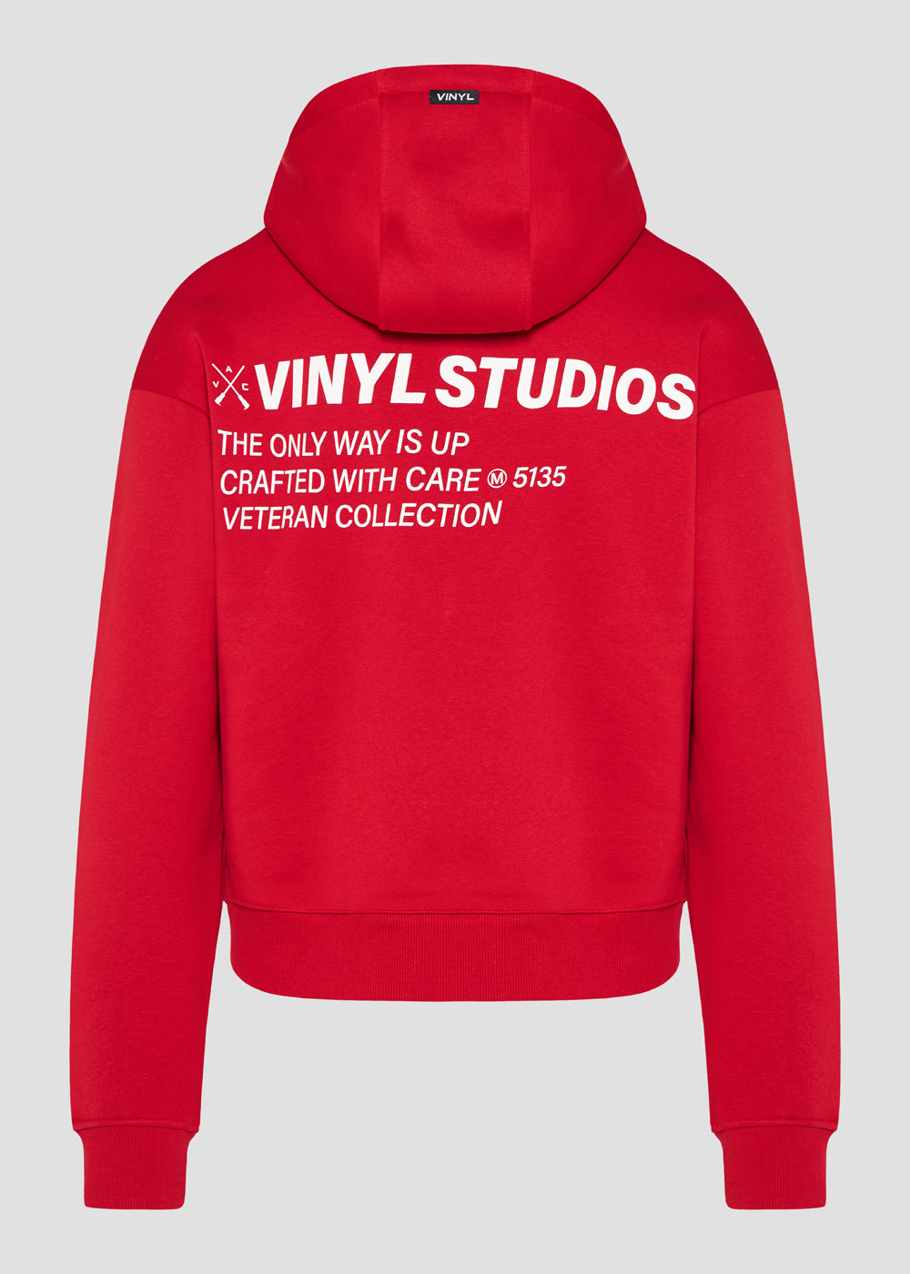 Vinyl φουτερ κοκκινο με τυπωμα cotton oversized - studios v legacy hoodie