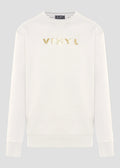 Vinyl sweatshirt white with print without hood cotton regular fit - cracked gold sweatshirt