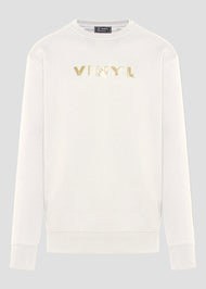 Vinyl φουτερ λευκο με τύπωμα χωρις κουκουλα cotton regular fit - cracked gold sweatshirt