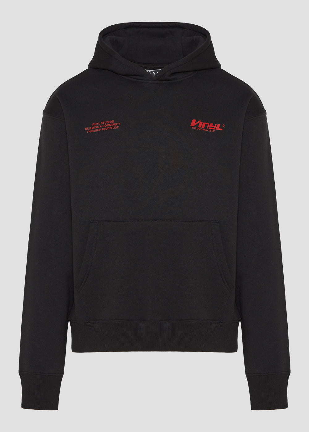 Vinyl φουτερ μαυρο με τυπωμα cotton oversized - studios v beat hoodie