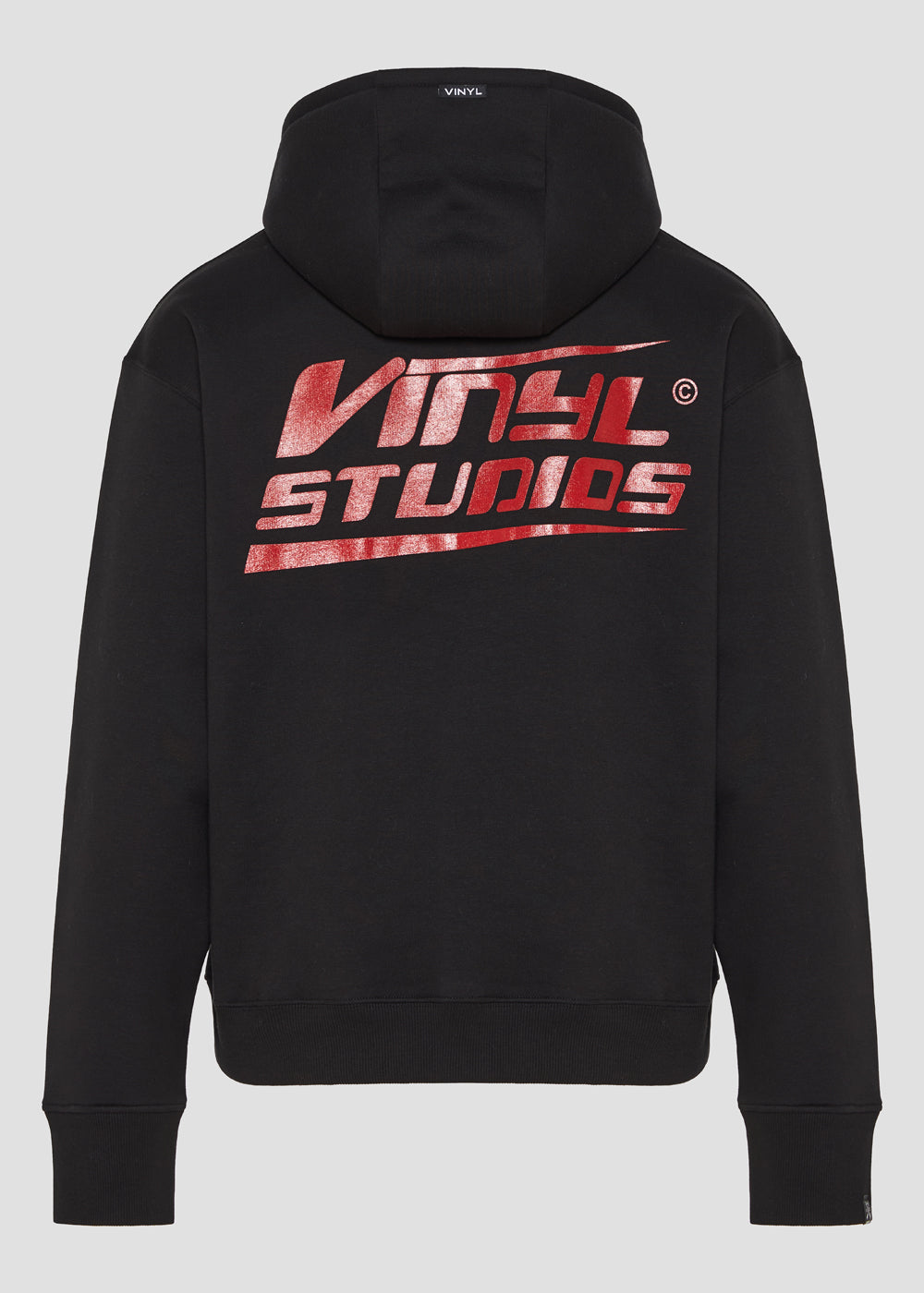 Vinyl φουτερ μαυρο με τυπωμα cotton oversized - studios v beat hoodie