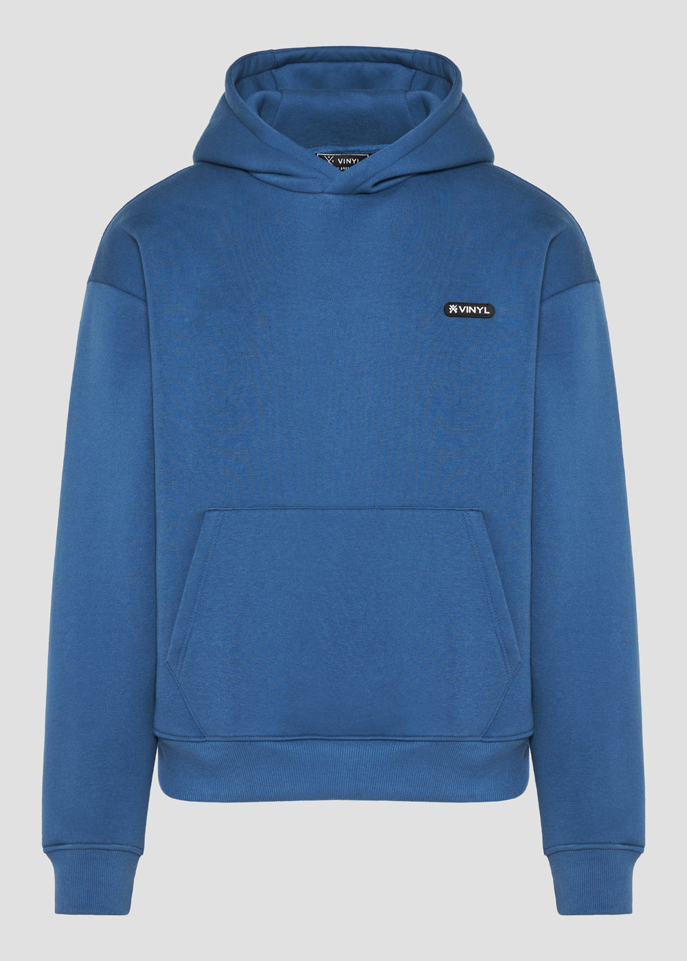 Vinyl φουτερ μπλε cotton oversized - emblem hoodie