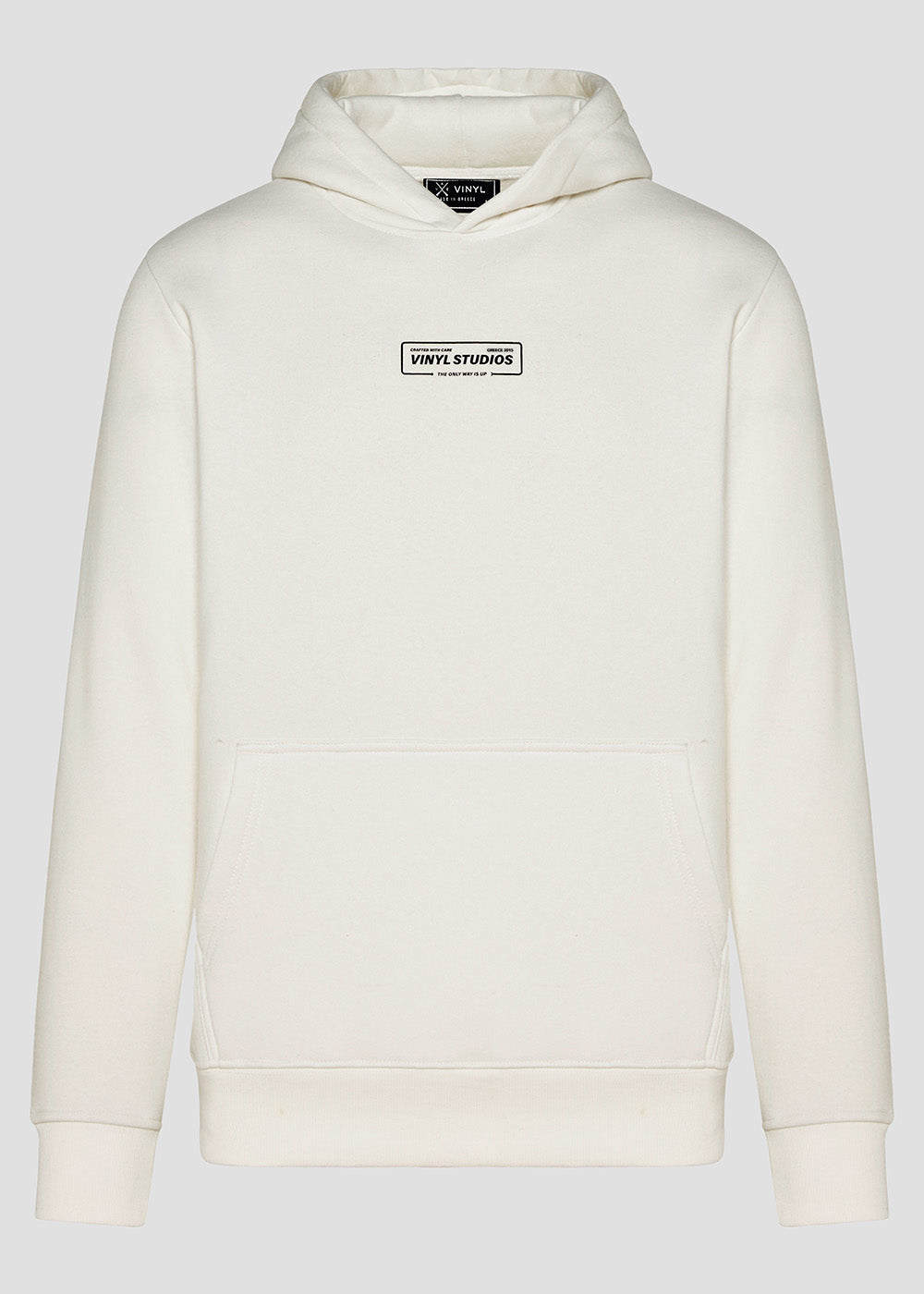 Vinyl φουτερ λευκο με τυπωμα cotton regular fit - urban code hoodie