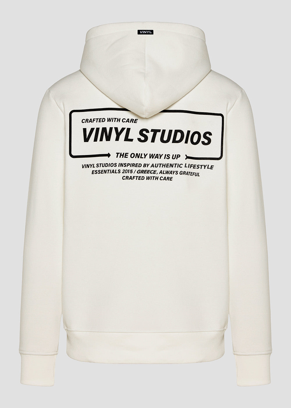 Vinyl φουτερ λευκο με τυπωμα cotton regular fit - urban code hoodie