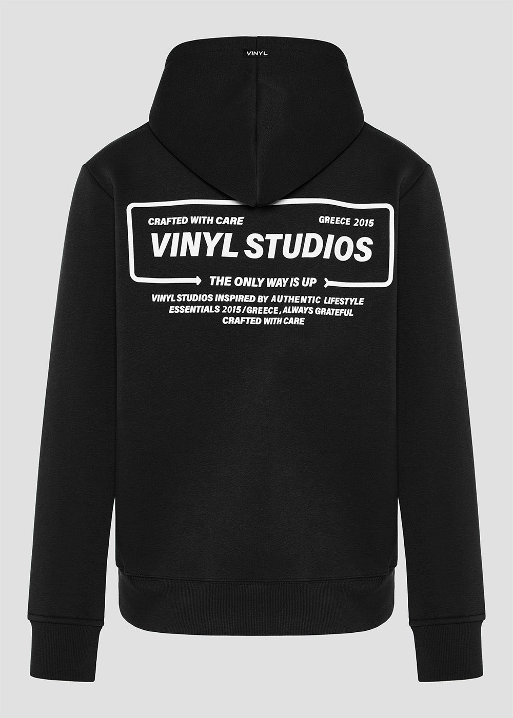 Vinyl φουτερ μαυρο με τυπωμα cotton regular fit - urban code hoodie