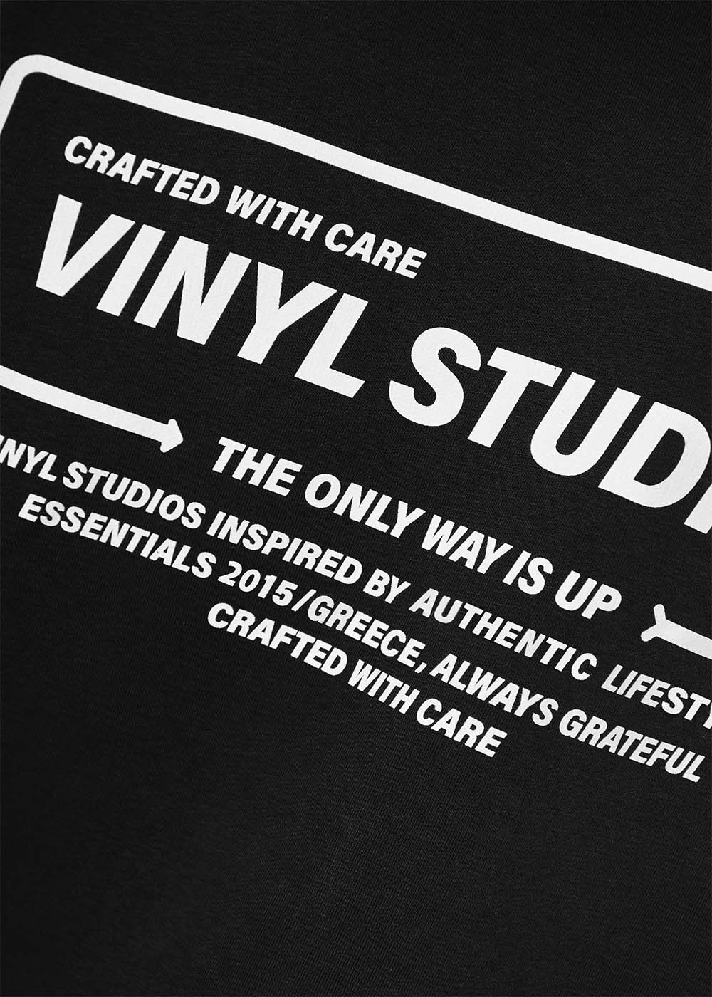 Vinyl φουτερ μαυρο με τυπωμα cotton regular fit - urban code hoodie