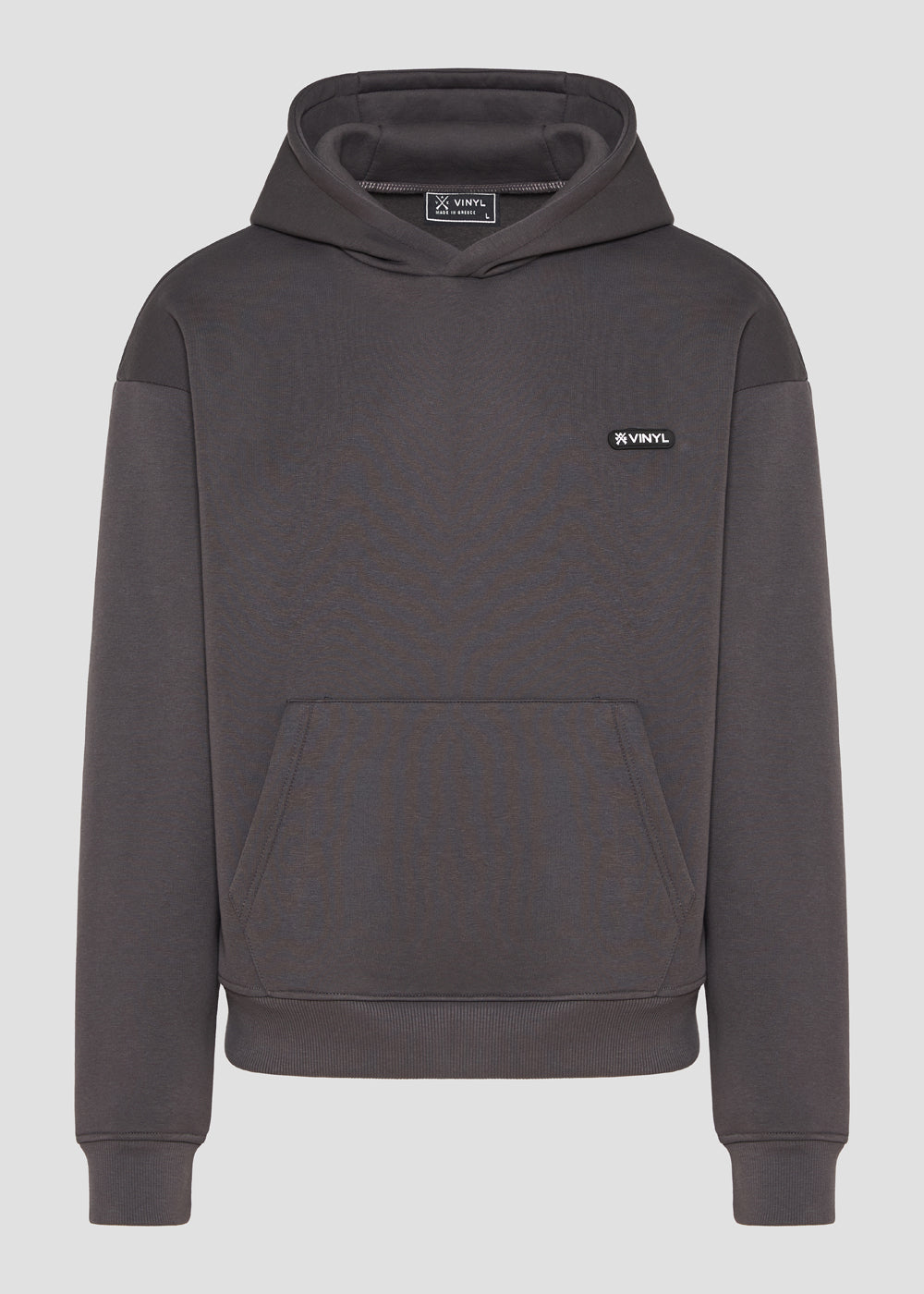 Vinyl φουτερ γκρι cotton oversized - emblem hoodie