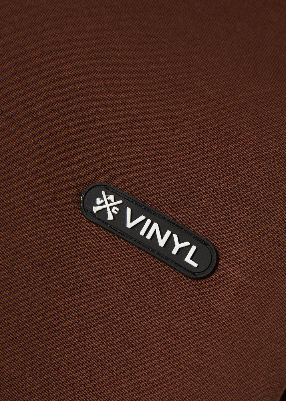 Vinyl φουτερ καφε cotton oversized - emblem hoodie