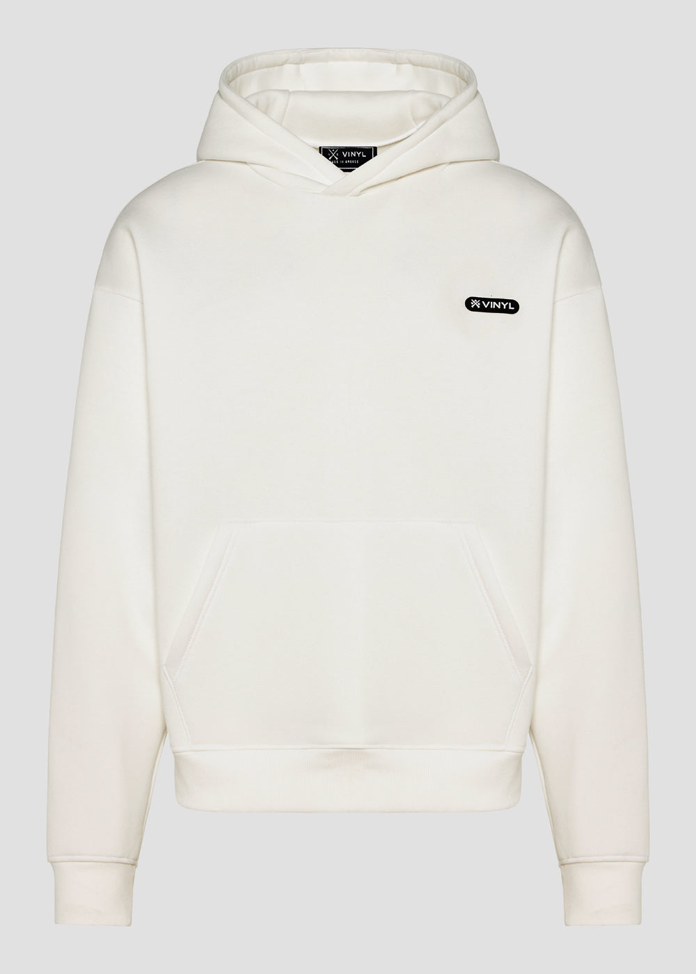 Vinyl φουτερ λευκο  cotton oversized - emblem hoodie
