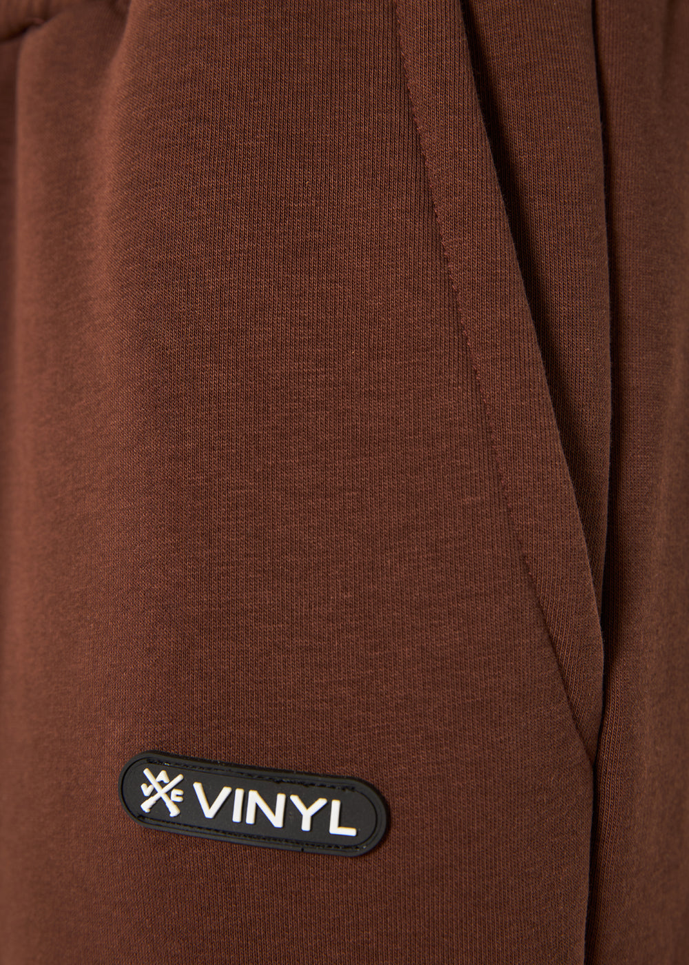 Vinyl φορμα παντελονι καφε cotton relaxed fit - emblem sweatpants
