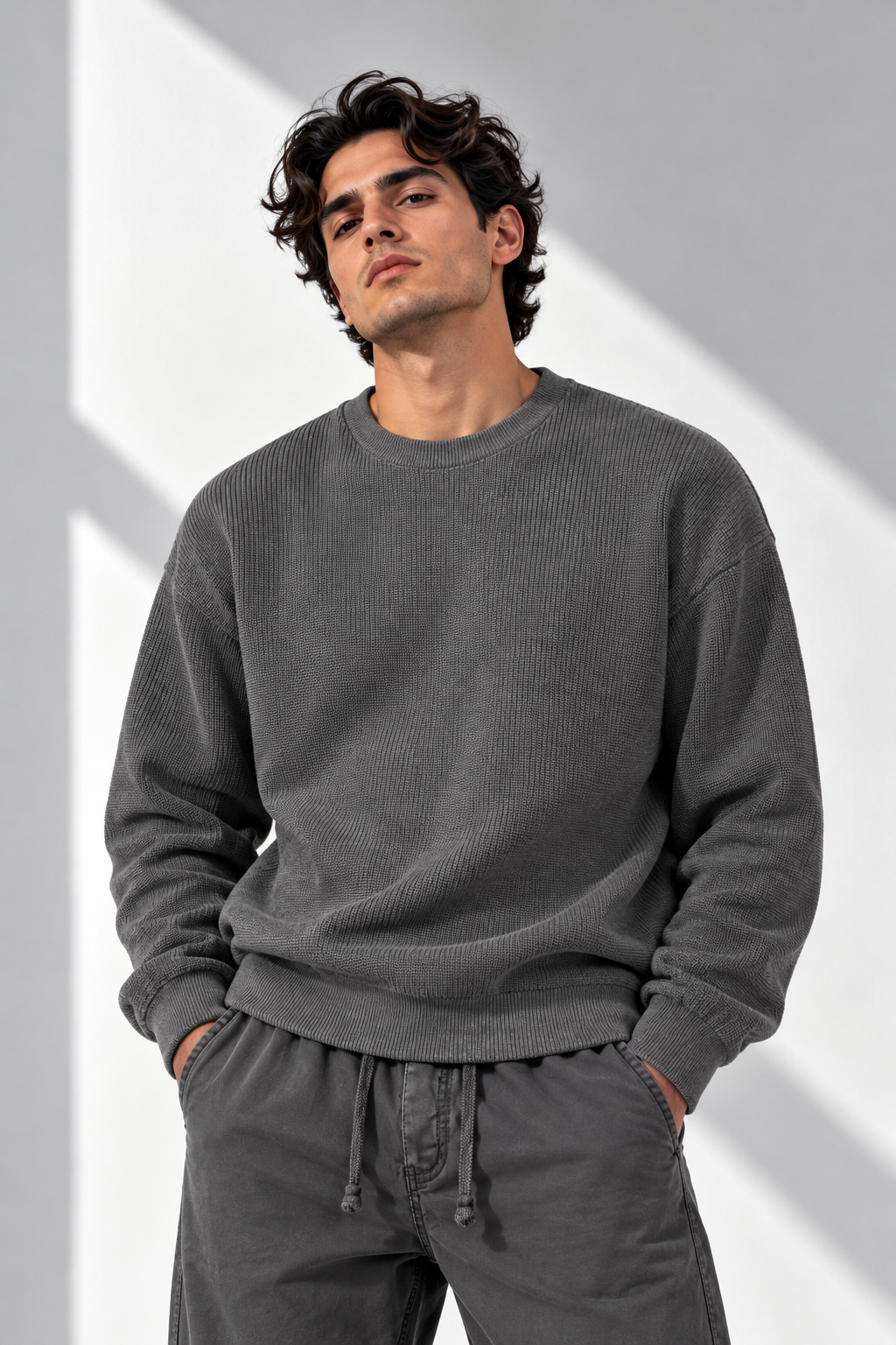 Waffle Knit Sweater grey