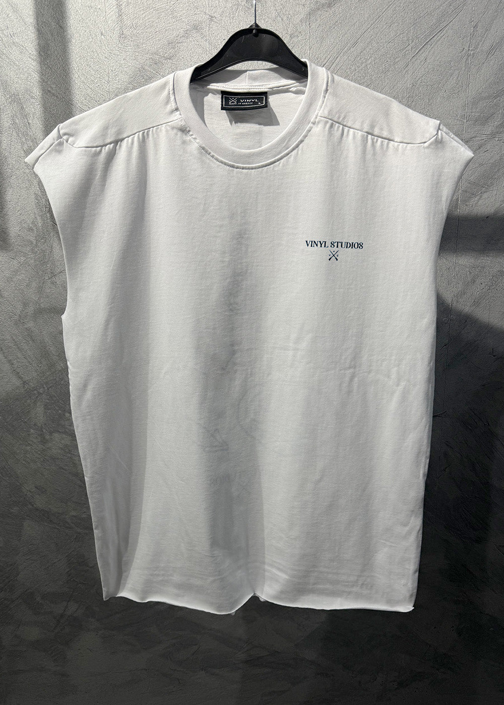 Vinyl μπλουζα αμανικη με λογοτυπο ασπρη cotton oversized - vinyl sleeveless tee capri italia