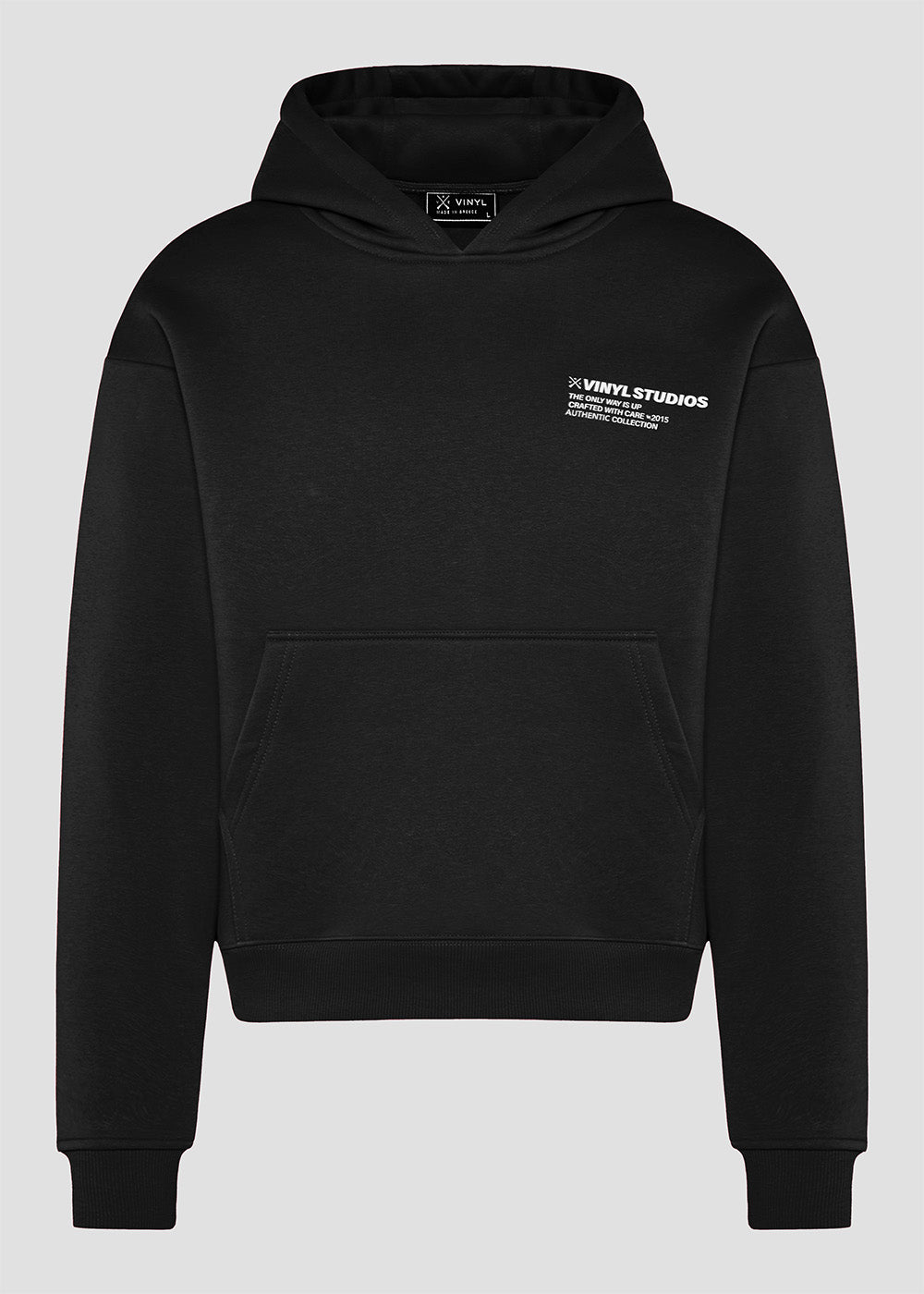Vinyl φουτερ μαυρο με τυπωμα cotton oversized - studios v legacy hoodie