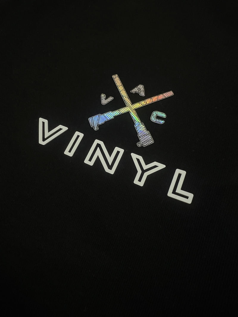 Vinyl βερμουδα με αναγλυφο τυπωμα μαυρη cotton regular fit ανδρικη