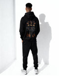 Vinyl sweatshirt black with cotton oversized print - dogs gang hoodie