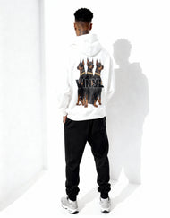 Vinyl φουτερ λευκο με τυπωμα cotton oversized - dogs gang hoodie