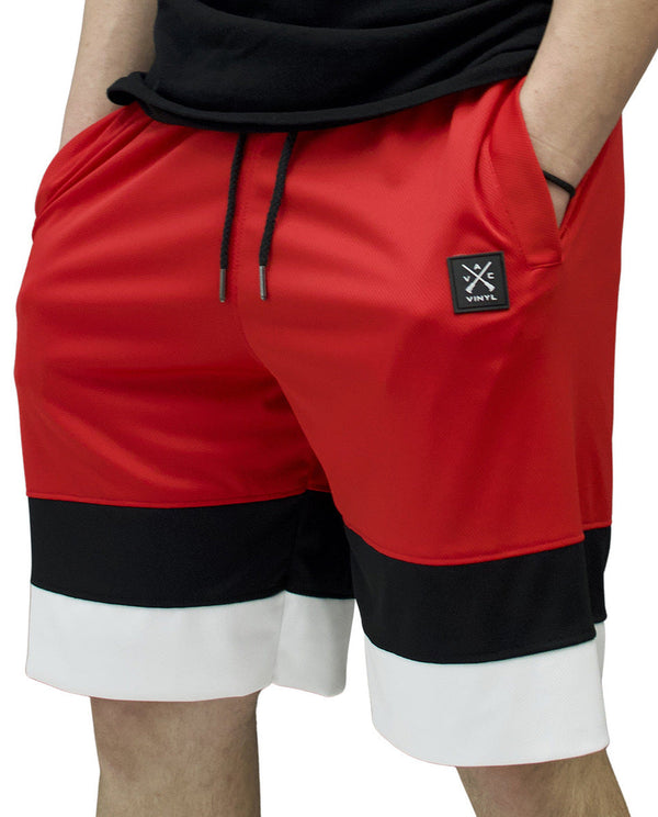VINYL Βερμούδα με διπλή ραφή κόκκινο - Two-stripes shorts