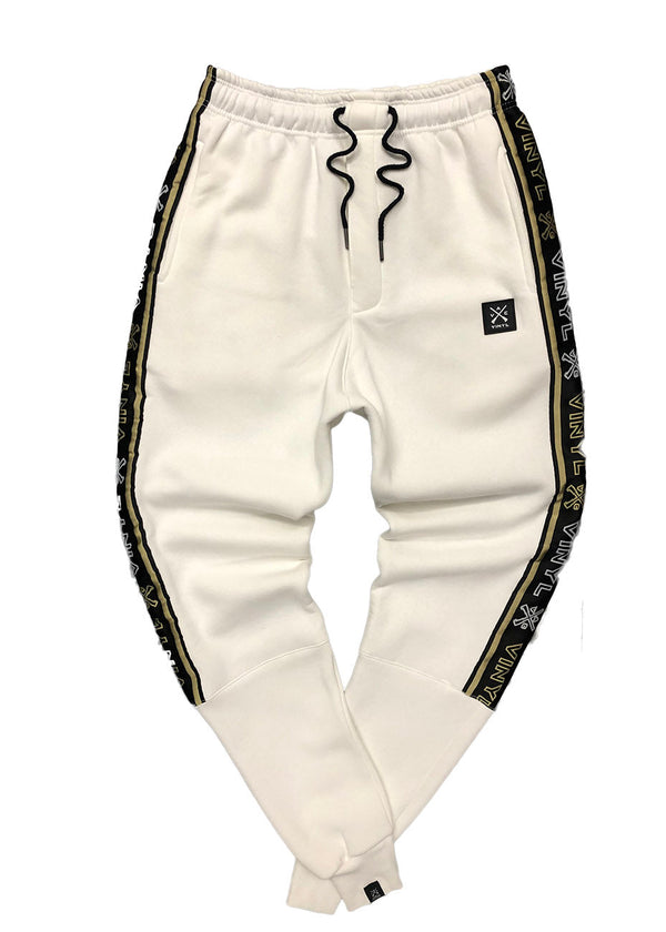 VINYL Φόρμα με λάστιχο λευκή - Gold taped pants