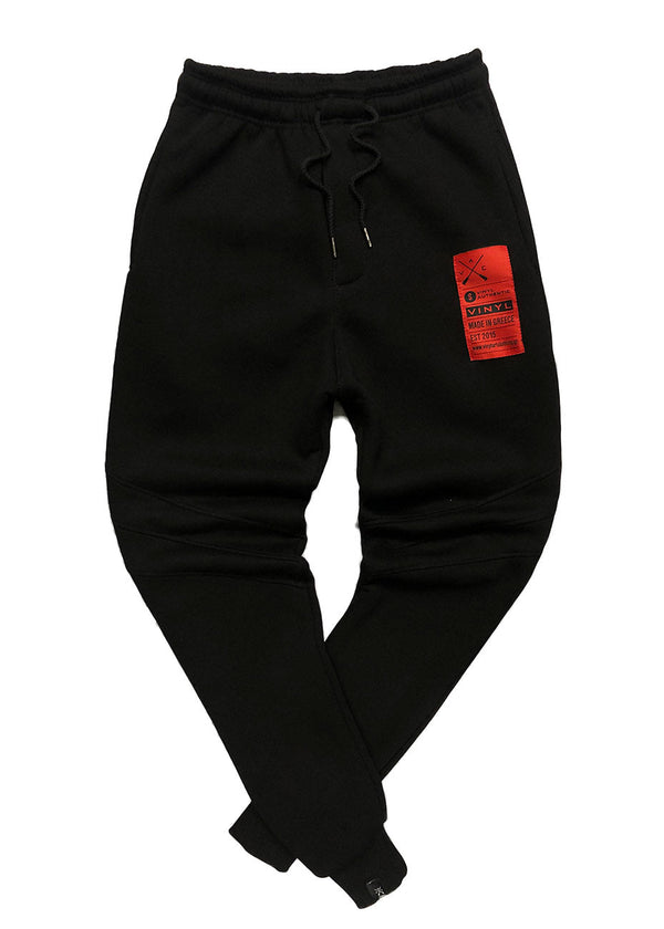 VINYL Φόρμα με λάστιχο μαύρη - Sign post pants