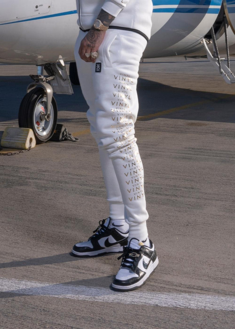 VINYL Φόρμα με Tύπωμα Λευκό - Pants with Logo Sleeves