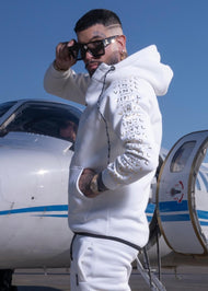 VINYL Ζακέτα με Τύπωμα Λευκό- Full-zip hoodie with Logo Sleeves